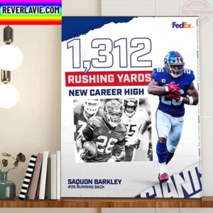 Saquon Barkley 1312 Rushing Yards New Career High Home Decor Poster Canvas