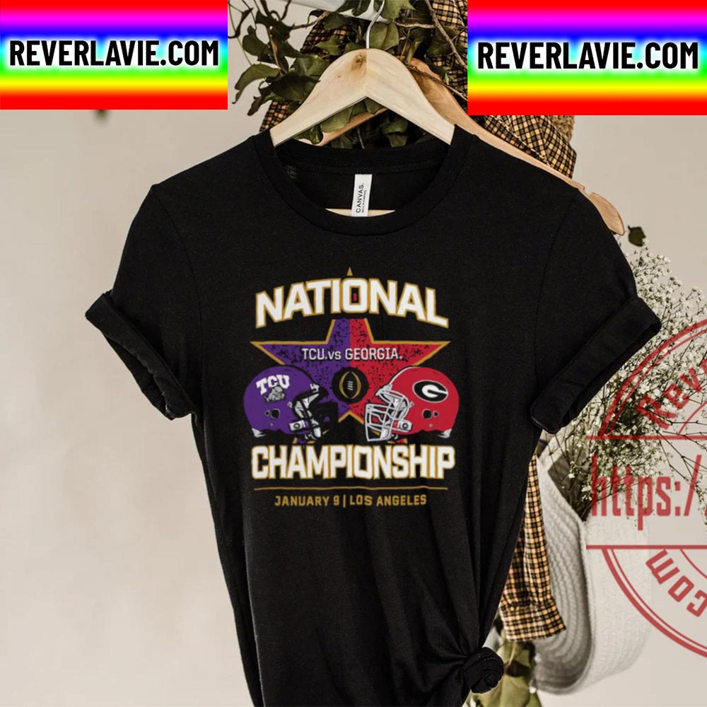 TCU Horned Frogs Vs Georgia Bulldogs College Football Playoff 2023 National Championship Unisex T-Shirt TCU Horned Frogs Vs Georgia Bulldogs College Football Playoff 2023 National Championship Unisex T-Shirt