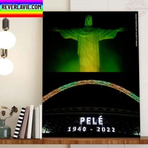 The Christ The Redeemer Statue Is Lit With The Colors Of The Brazilian Flag In Tribute To Pele Home Decor Poster Canvas