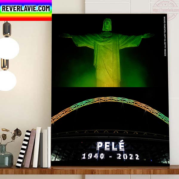 The Christ The Redeemer Statue Is Lit With The Colors Of The Brazilian Flag In Tribute To Pele Home Decor Poster Canvas The Christ The Redeemer Statue Is Lit With The Colors Of The Brazilian Flag In Tribute To Pele Home Decor Poster Canvas