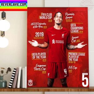 Virgil Van Dijk 5 Years All Title With Liverpool Home Decor Poster Canvas