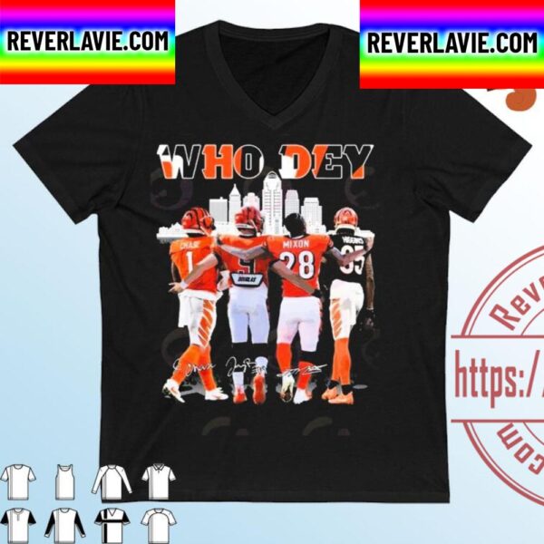 Who Dey Cincinnati Bengals Skyline Signatures Unisex T-Shirt