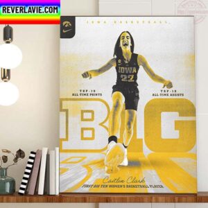 Caitlin Clark The Top 10 All Time In Both Career Scoring And Assists Home Decor Poster Canvas