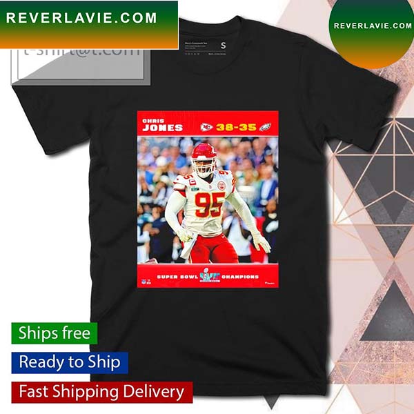 Chris Jones Kansas City Chiefs Super Bowl LVII Champions Sublimated Plaque T-shirt Chris Jones Kansas City Chiefs Super Bowl LVII Champions Sublimated Plaque T-shirt