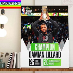 Damian Lillard Is NBA Starry 3 Point Contest Champion Home Decor Poster Canvas