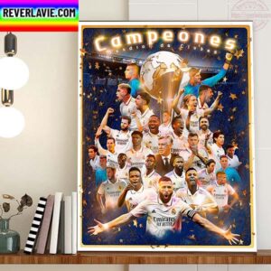 FIFA Club World Cup 2022 World Champions Of Real Madrid Are 100th Official Trophy Home Decor Poster Canvas