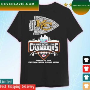 Funny kansas City Chiefs Skyline 2023 Super Bowl LVII Champions logo T-shirt