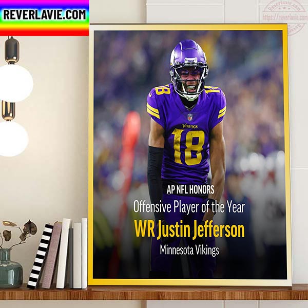 Justin Jefferson Winner AP NFL Offensive Player Of The Year Award Home Decor Poster Canvas Justin Jefferson Winner AP NFL Offensive Player Of The Year Award Home Decor Poster Canvas