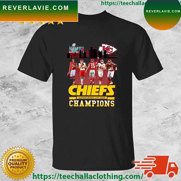 Kansas City Chiefs Harrison Butker Tommy Townsend Patrick Mahomes James Winchester And Emmitt Thomas Super Bowl LVII 2023 Champions T-shirt Kansas City Chiefs Harrison Butker Tommy Townsend Patrick Mahomes James Winchester And Emmitt Thomas Super Bowl LVII 2023 Champions T-shirt