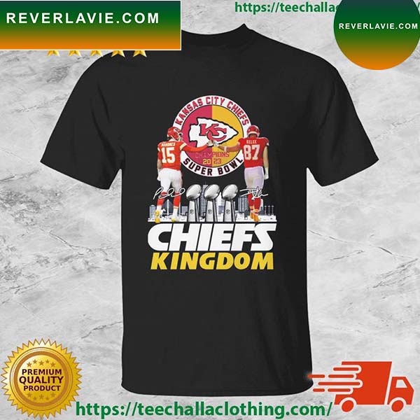 Kansas City Chiefs Patrick Mahomes And Travis Kelce 2023 Super Bowl LVI Champions Chiefs Kingdom T-shirt Kansas City Chiefs Patrick Mahomes And Travis Kelce 2023 Super Bowl LVI Champions Chiefs Kingdom T-shirt