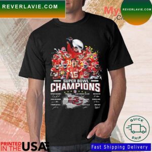Kansas City Chiefs Team Football NFL 2023 Super Bowl Champions Signatures T-shirt