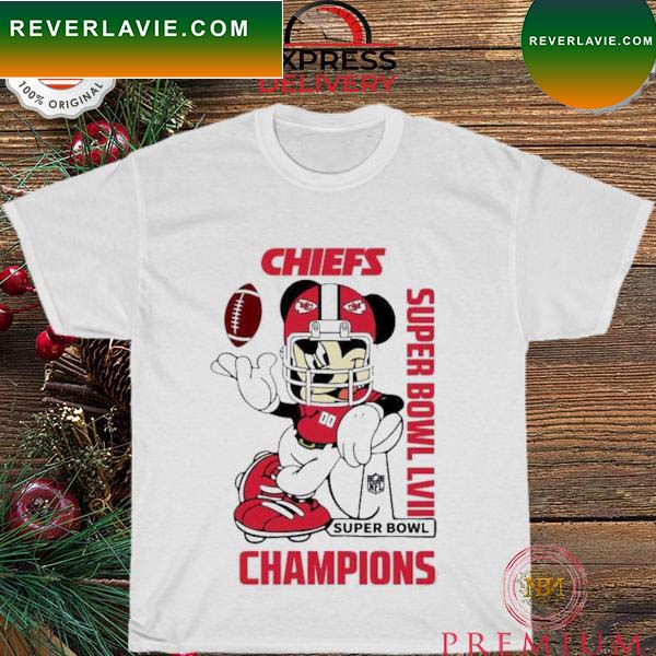 Kansas City Chiefs x Mickey Mouse 2023 Super Bowl LVII Champions T-shirt Kansas City Chiefs x Mickey Mouse 2023 Super Bowl LVII Champions T-shirt