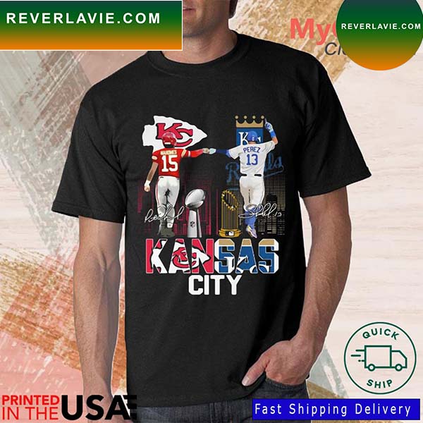 Kansas City Mahomes And Perez Champions Signatures T-Shirt Kansas City Mahomes And Perez Champions Signatures T-Shirt