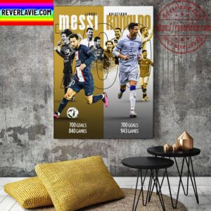 Lionel Messi x Cristiano Ronaldo 700 Goals Club Career Home Decor Poster Canvas