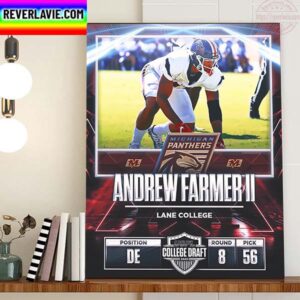 Michigan Panthers In The 2023 USFL College Draft Select DE Andrew Farmer II Home Decor Poster Canvas