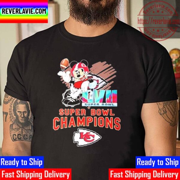 Mickey Mouse x Super Bowl LVII 2023 Kansas City Chiefs Champions Unisex T-Shirt