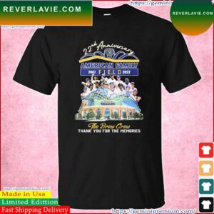 Milwaukee Brewers 22nd Anniversary 2001-2023 American Family Field The Brew Crew Thank You For The Memories T-Shirt