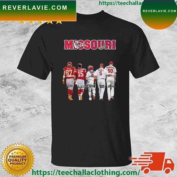 Official Missouri Sport Kansas City Chiefs And St Louis Cardinals Signatures T-shirt Official Missouri Sport Kansas City Chiefs And St Louis Cardinals Signatures T-shirt
