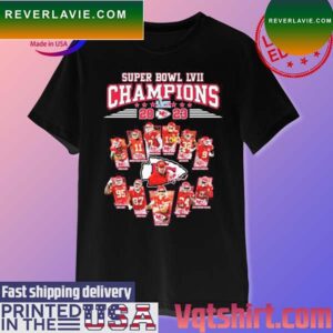Official Super Bowl LVII Champions 2023 Kansas City Chiefs team signautres T-shirt