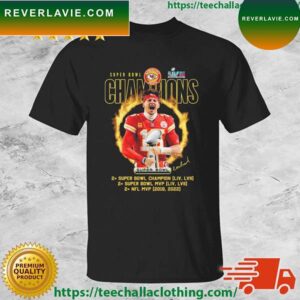 Patrick Mahomes Super Bowl LVII Champions 2x Super Bowl Champions LIV, LVII 2x Super Bowl MVP Signature T-shirt