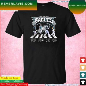 Philadelphia Eagles Fly Eagles Fly Haason Reddick Devonta Smith Aj Brown And Jalen Hurts Abbey Road Signatures T-Shirt