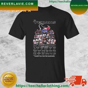 The Houston Texans 24th Anniversary 1999-2023 Thank You For The Memories Signatures T-shirt