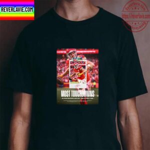 Travis Kelce Most Touchdowns In Postseason History For A Tight End With Kansas City Chiefs NFL Unisex T-Shirt