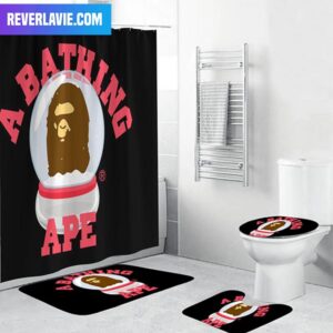A Bathing Ape Cute Collection In Black Background Bathroom Set