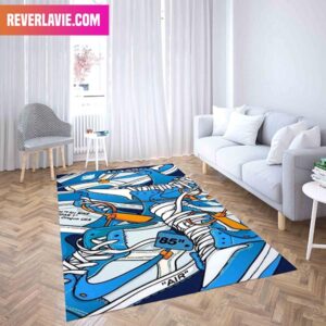Air Jordan 1 Retro High x Off-White University Blue Sneaker Rug Home Decor