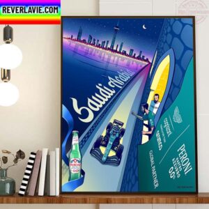 Aston Martin Aramco Cognizant F1 Team In Saudi Arabian GP At Jeddah Corniche Circuit Home Decor Poster Canvas