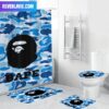 Bape Signature Blue Camo With Ape Pattern Bathroom Set