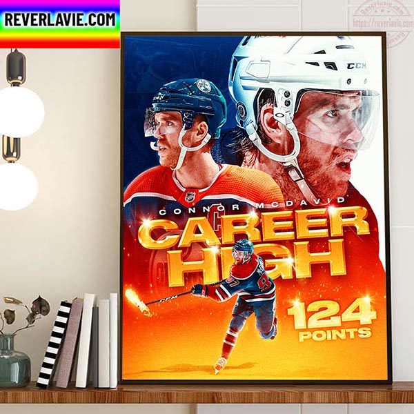 Connor McDavid Career High Point Total 124 Points Home Decor Poster Canvas Connor McDavid Career High Point Total 124 Points Home Decor Poster Canvas