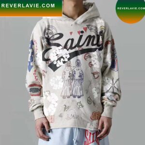 DJ Moore Graffiti High Street Worn Holes Retro Hoodie