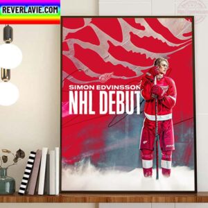 Detroit Red Wings Simon Edvinsson NHL Debut Home Decor Poster Canvas