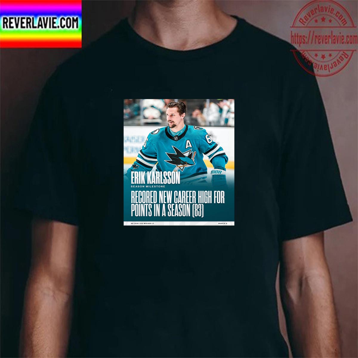 Erik Karlsson New Career High For Points In A Season With San Jose Sharks In NHL Classic T-Shirt Erik Karlsson New Career High For Points In A Season With San Jose Sharks In NHL Classic T-Shirt