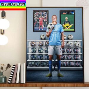 Erling Haaland Hits 30 UCL Goals At 22 Years Old Home Decor Poster Canvas
