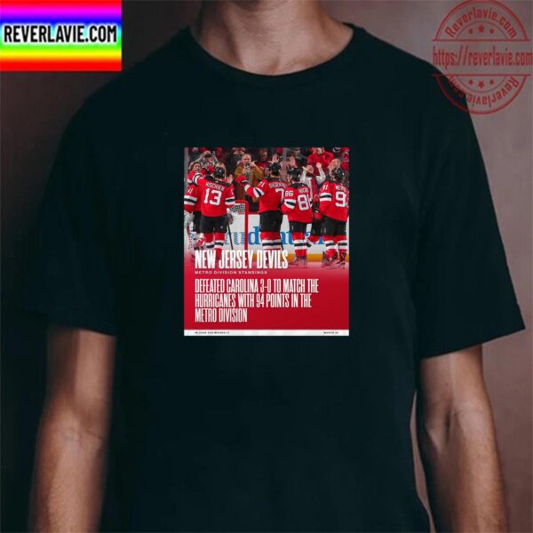 New Jersey Devils Metro Division Standings In NHL Classic T-Shirt