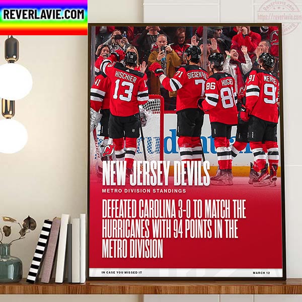 New Jersey Devils Metro Division Standings In NHL Home Decor Poster Canvas New Jersey Devils Metro Division Standings In NHL Home Decor Poster Canvas