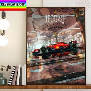 Scuderia Ferrari F1 Team In Saudi Arabian GP At Jeddah Corniche Circuit Home Decor Poster Canvas