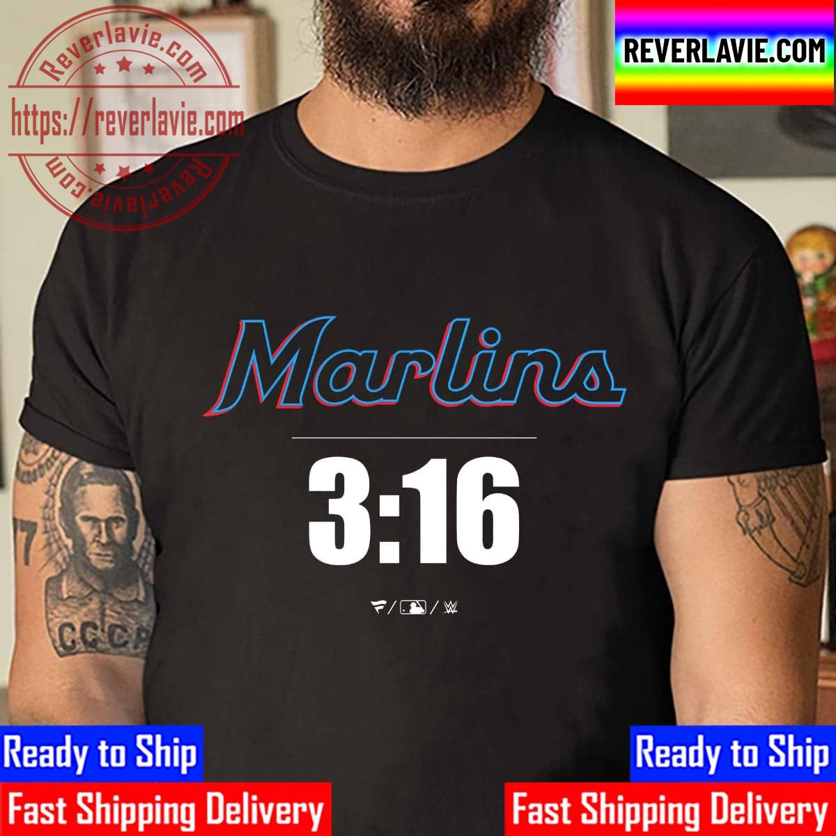 Stone Cold Steve Austin x Miami Marlins 3 16 Unisex T-Shirt Stone Cold Steve Austin x Miami Marlins 3 16 Unisex T-Shirt