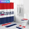 Tommy Hilfiger Brand New Logo Pattern In Red And White Bathroom Set