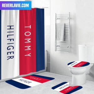 Tommy Hilfiger Red White And Navy Big Logo Bathroom Set