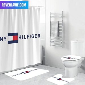 Tommy Hilfiger Signature Logo In White Background Bathroom Set