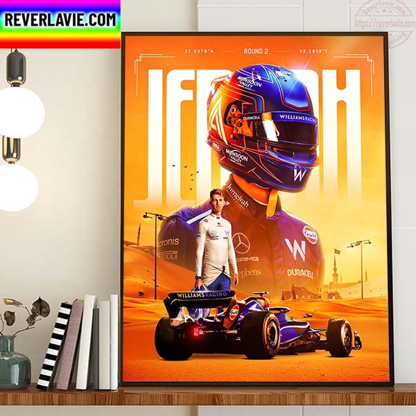 Williams Racing F1 Team In Saudi Arabian GP At Jeddah Corniche Circuit Home Decor Poster Canvas Williams Racing F1 Team In Saudi Arabian GP At Jeddah Corniche Circuit Home Decor Poster Canvas