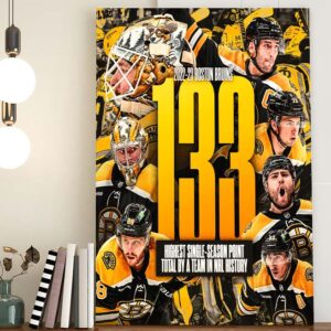 Boston Bruins highest single-season 133 point record NHL poster canvas