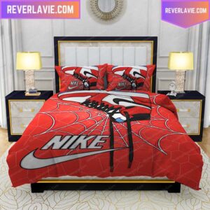 Nike Air Red Spiderweb Queen Bedding Set