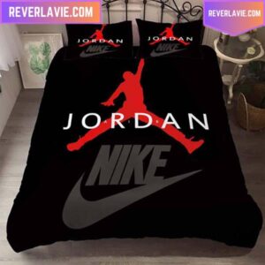 Nike Jordan Black Red King Bedding Set