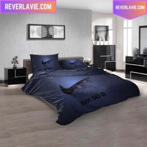 Nike Luxury Brand 3D Blue Black 3 Piece Bedding Set