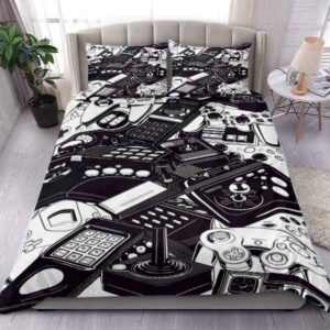 Black And White Control Gaming King Bedding Set