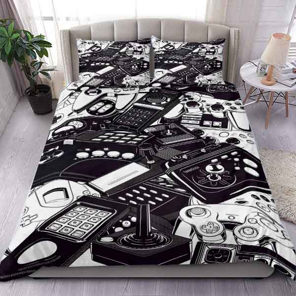 Black And White Control Gaming King Bedding Set Black And White Control Gaming King Bedding Set